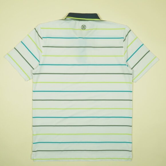 G Fore Multi Stripe Golf Polo Shirt Mens L White Performance Short Sleeve - Picture 3 of 6